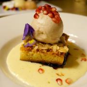 Plum Bakewell Pudding dessert - The George, Alstonefield