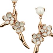 Cherry blossom gold vermeil small branch earrings with topaz and pearls (£465)