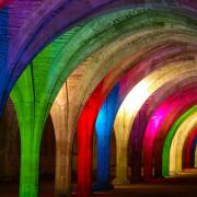 Fountains abbey cellarium lit up for the Christmas display