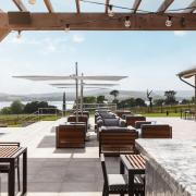 The poolside setting in summer with stunning views across the Exe Estuary