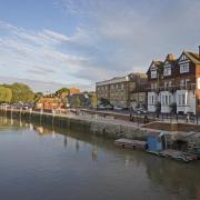 The idyllic River Stour with The Bell Hotel, to the right CREDIT Jason Dodd Photography