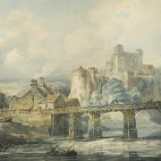 JMW Turner painting of Chepstow Castle overlooking the River Wye which was sold at auction. The British artist was 19 years old when he created the watercolour painting, which has been kept in a private family collection in London since 1956.
