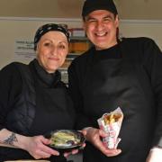 Owners of the Great Gyros Canteen in Sprowston - Vicky Stogianni and Georgios Michailidis.