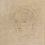 The only surviving image that might depict Anne Hathaway. It’s a portrait line drawing made by Sir Nathaniel Curzon in 1708, referred to as Shakespeare’s Consort.