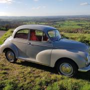 Grandma's Tiny Morris after her 50th birthday present of a makeover and spruce up, taken in October 2017 on Ibberton Hill. Photo: Greg Hoar