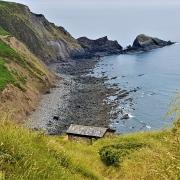 Poet Ronald Duncan's writing hut, on the cliffs above Marsland Mouth – now a refuge for walkers and writers inspired by land- and seascapes (c) Simone Stanbrook-Bryne