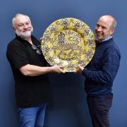 Jason Woods and Adam Partridge with the Sir Grayson Perry charger.  FiredUp4