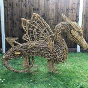 A willow-weaved animal sculpture by Natalie McLay. Photo: Trottiscliffe Willow