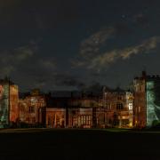 Muncaster Castle illuminated for Halloween