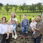 Kelvin and Liz and brood  at their farm in Cheshire. (c)  Kelvin and Liz Marsland