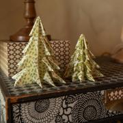 Pretty Christmas trees made from block-printed paper  (c) Guy Savin