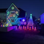 The Cooper family home in Bristol decorated with Christmas lights