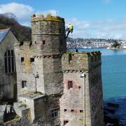 Experts from Sally Strachey Historic Conservation in action at Dartmouth Castle.