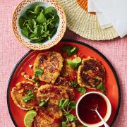 Chickpea, sweetcorn and feta fritters