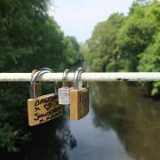 A Handful of lovelocks on the bridge at Hall Leys Park, Matlock in 2015 - since removed Photo: Richard Bradley
