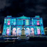 Striking effects as lights are projected on to York Art Gallery's frontage