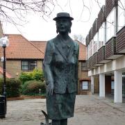 Statue of Dorothy L. Sayers in Newland Street, opposite her former home in Witham