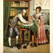 Sir William and Caroline Herschel hard at work in their house cum workshop.