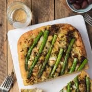 Asparagus, shallot and mozzarella focaccia