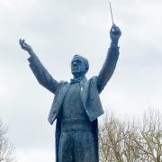 Gustav Holst Memorial Fountain statue in Imperial Gardens, Cheltenham.