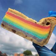 Sam's Bakehouse famous rainbow Pride cookie pie