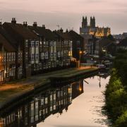Beverley Minster pictured just afer sunset.