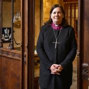 The Right Reverend Karen Gorham, the Bishop of Sherborne, in Sherborne Abbey