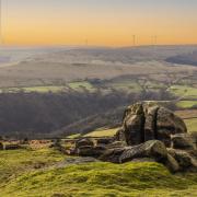 At the Bridestones above Todmorden on the Calderdale Way hike.
