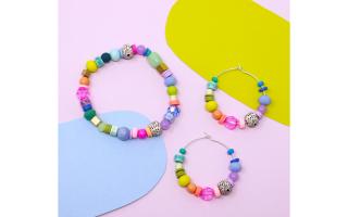 Betty rainbow stretch bracelet and earrings set, £25