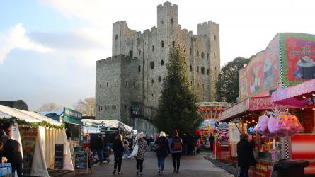 Rochester Christmas Market takes place on the grounds of Rochester Castle every year. (C) Medway Council