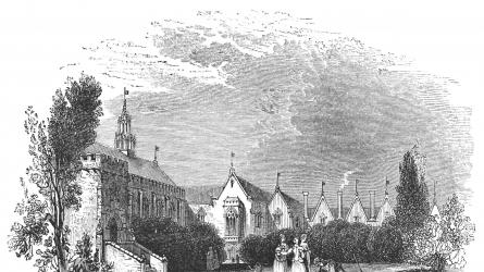 An engraving of the town of Kings Langley as depicted in Richard II from a collection of the works of William Shakespeare (c) Getty