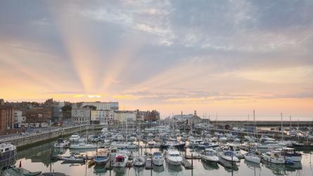 Sunrise over Ramsgate Royal Harbour. Credit Thanet Tourism
