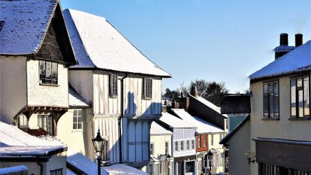 Snowy streets of Thaxted. Credit: Getty Images