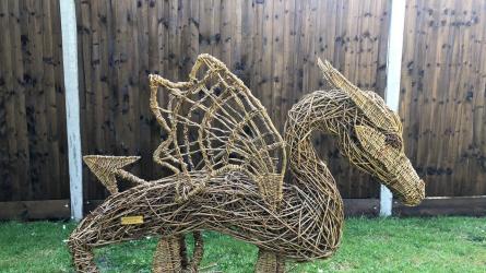 A willow-weaved animal sculpture by Natalie McLay. Photo: Trottiscliffe Willow