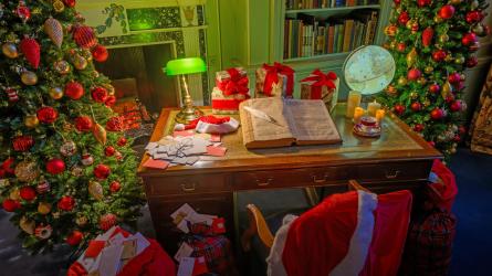 Father Christmas' writing desk is recreated at Mottisfont. Image: Dave Hughes