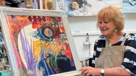 Artist Val Armstrong in her studio