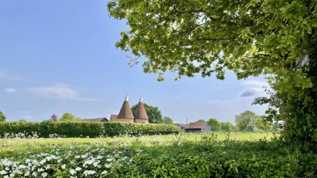 An oast, oast house or hop kiln is a building designed for kilning (drying) hops as part of the brewing process. (c) Anne Talbot/iStock/ Getty Images Plus